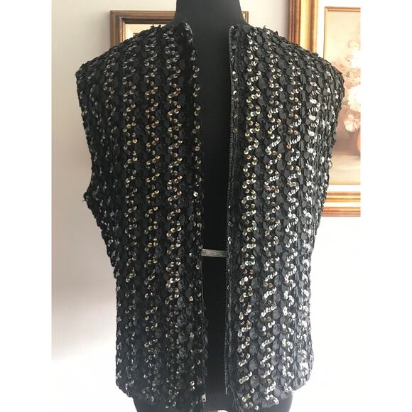 Vintage Sequin Black Sleeveless Top - Picture 7 of 9